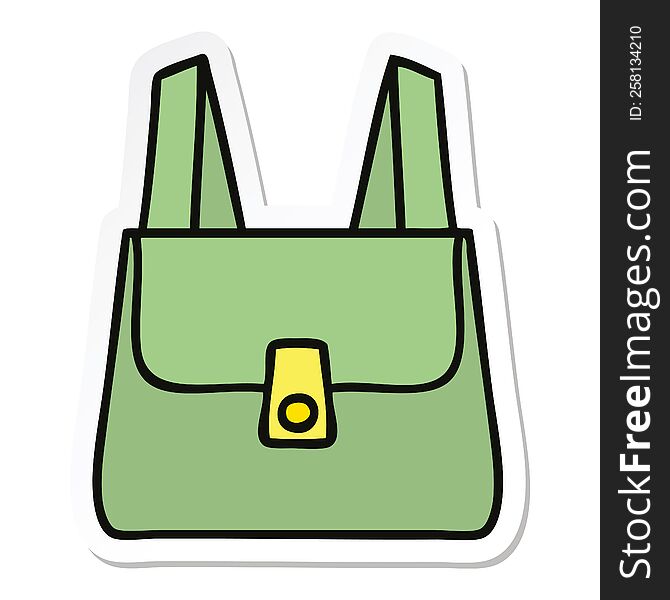 sticker of a cute cartoon green bag