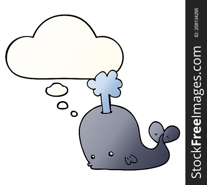 cartoon whale with thought bubble in smooth gradient style