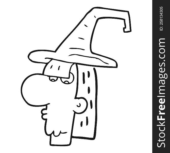 Black And White Cartoon Witch Head