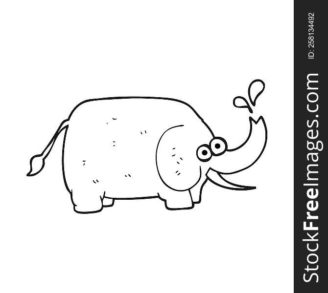 black and white cartoon elephant