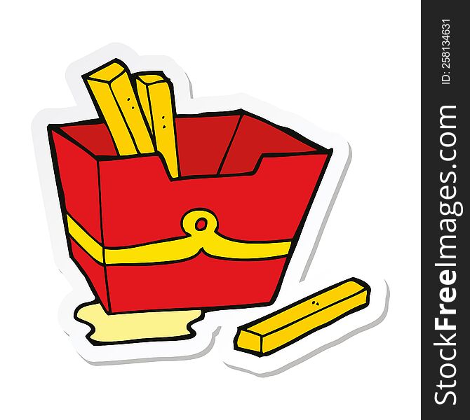 sticker of a cartoon box of fries