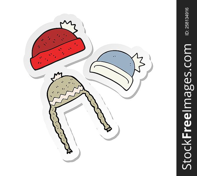 sticker of a cartoon winter hats