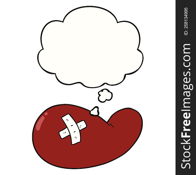 Cartoon Injured Gall Bladder And Thought Bubble