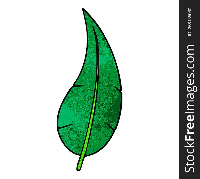 Textured Cartoon Doodle Of A Green Long Leaf