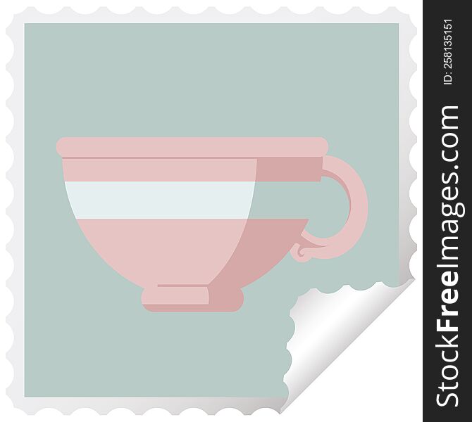 coffee cup graphic square sticker stamp. coffee cup graphic square sticker stamp