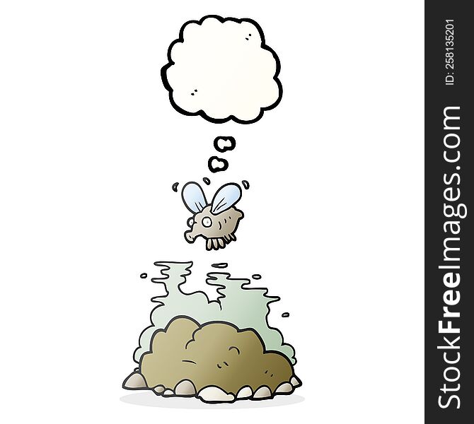Thought Bubble Cartoon Fly And Manure