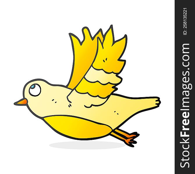 freehand drawn cartoon bird flying
