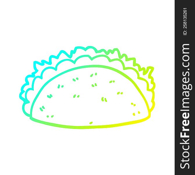 cold gradient line drawing of a cartoon taco