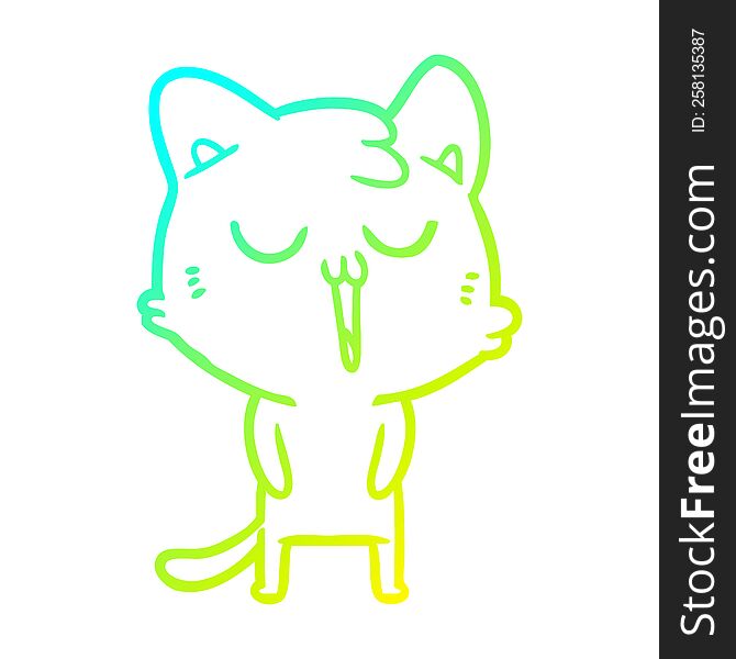 cold gradient line drawing cartoon cat singing