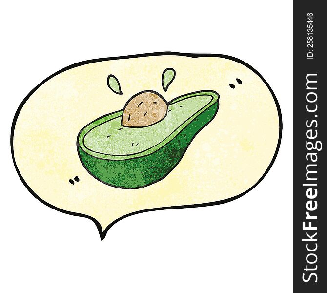 freehand speech bubble textured cartoon avocado