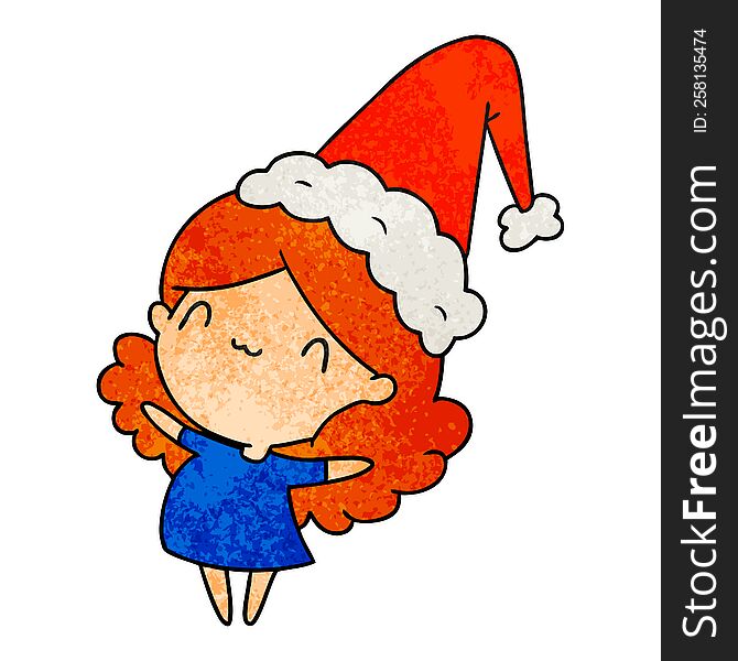 Christmas Textured Cartoon Of Kawaii Girl