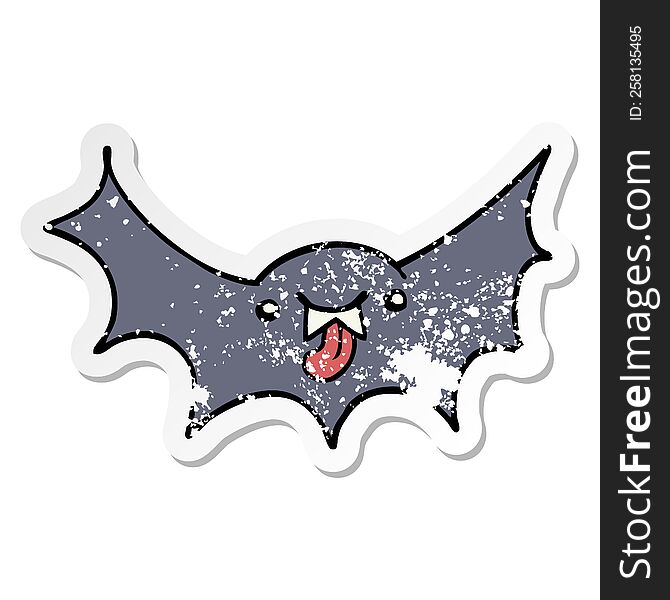 distressed sticker of a cartoon vampire bat