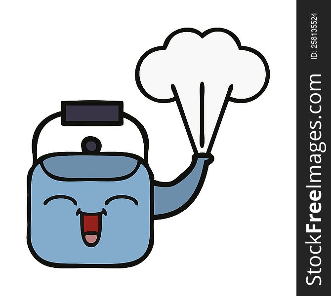 cute cartoon of a steaming kettle. cute cartoon of a steaming kettle