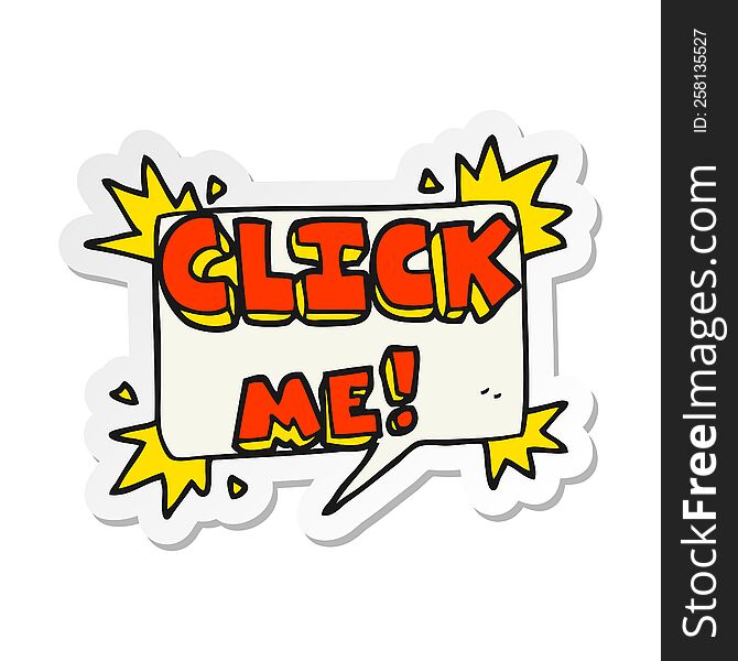 sticker of a cartoon click me symbol