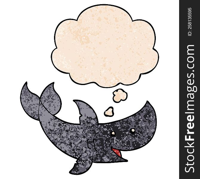 cartoon shark with thought bubble in grunge texture style. cartoon shark with thought bubble in grunge texture style