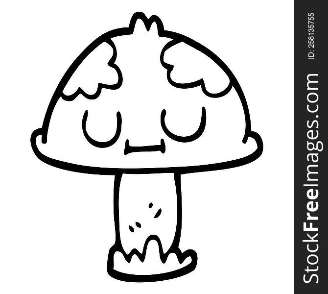 line drawing cartoon cute mushroom