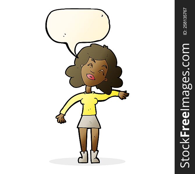 Cartoon Woman Only Joking With Speech Bubble