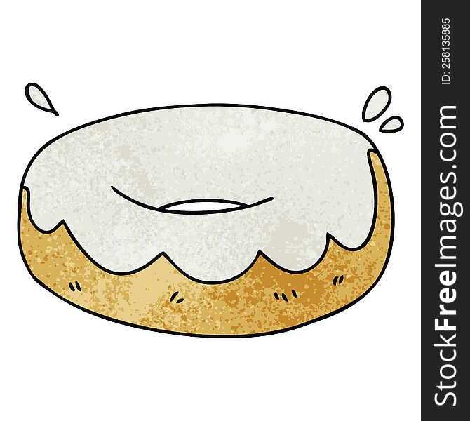 Quirky Hand Drawn Cartoon Iced Donut