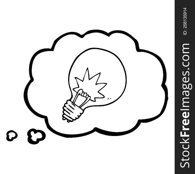 Thought Bubble Cartoon Light Bulb