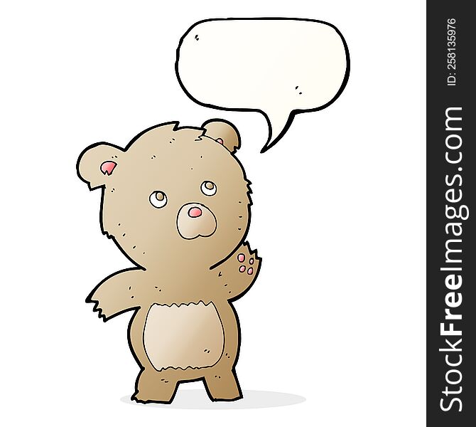Cartoon Curious Teddy Bear With Speech Bubble