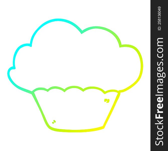cold gradient line drawing of a cartoon cupcake