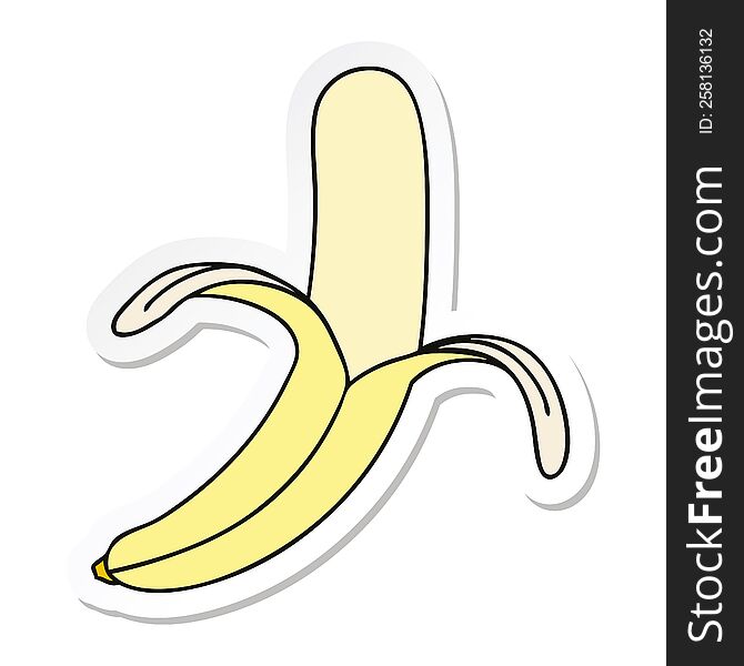 Sticker Of A Quirky Hand Drawn Cartoon Banana