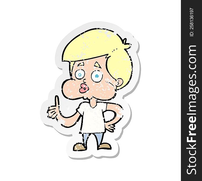 retro distressed sticker of a cartoon boy giving thumbs up