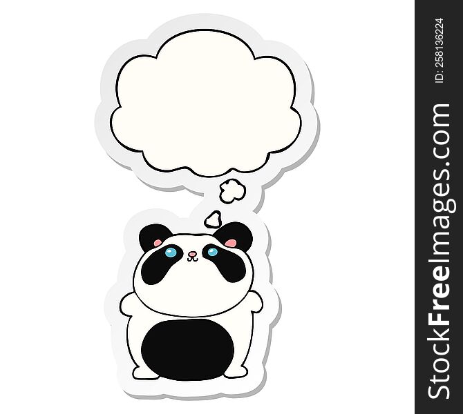 cartoon panda with thought bubble as a printed sticker