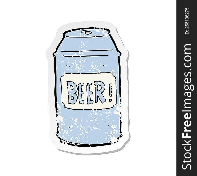 Retro Distressed Sticker Of A Cartoon Beer Can