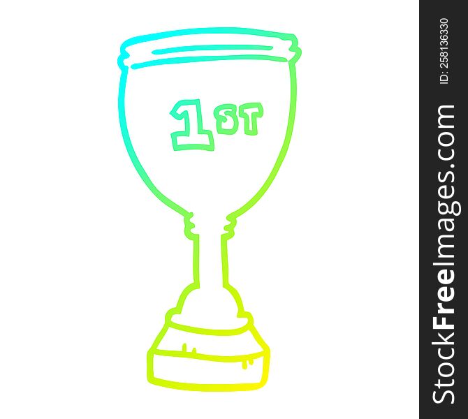 cold gradient line drawing of a cartoon sports trophy