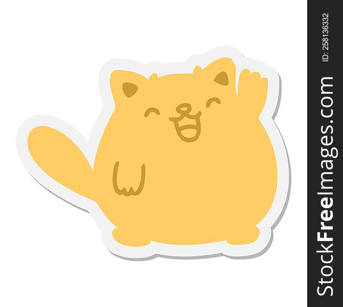 Cute Cartoon Cat Waving Sticker
