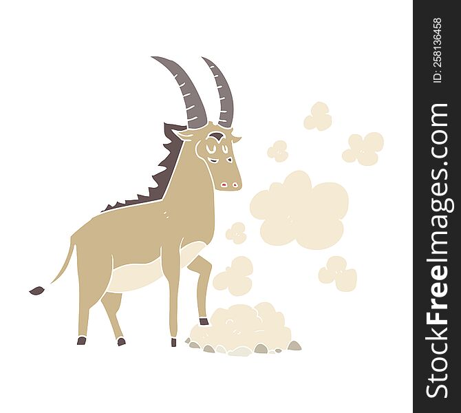 Flat Color Illustration Of A Cartoon Antelope