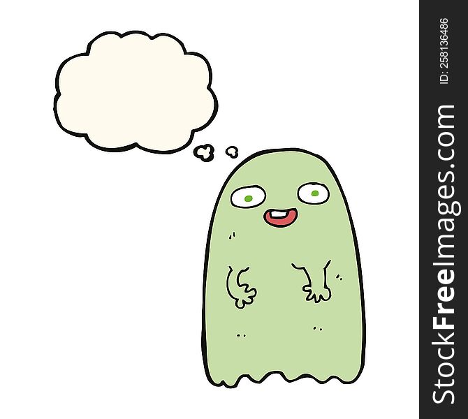 funny cartoon ghost with thought bubble