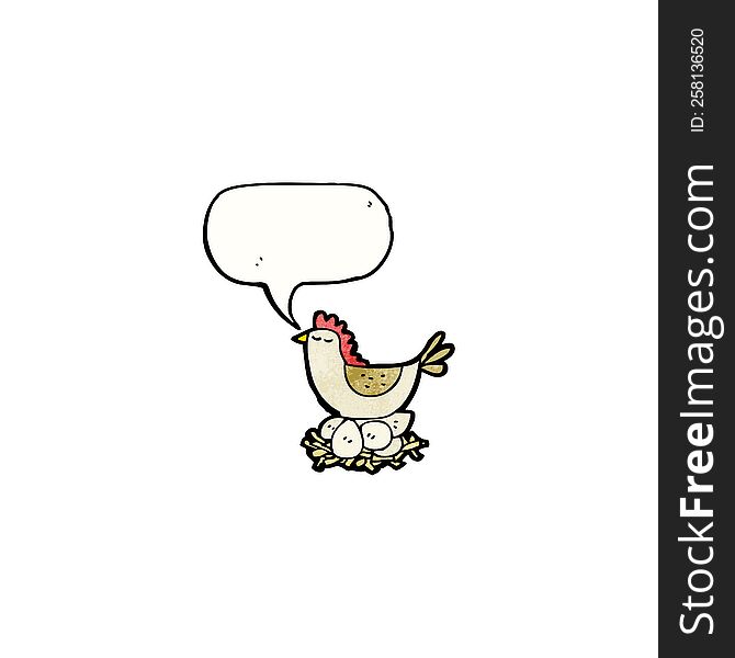 cartoon chicken roosting on eggs