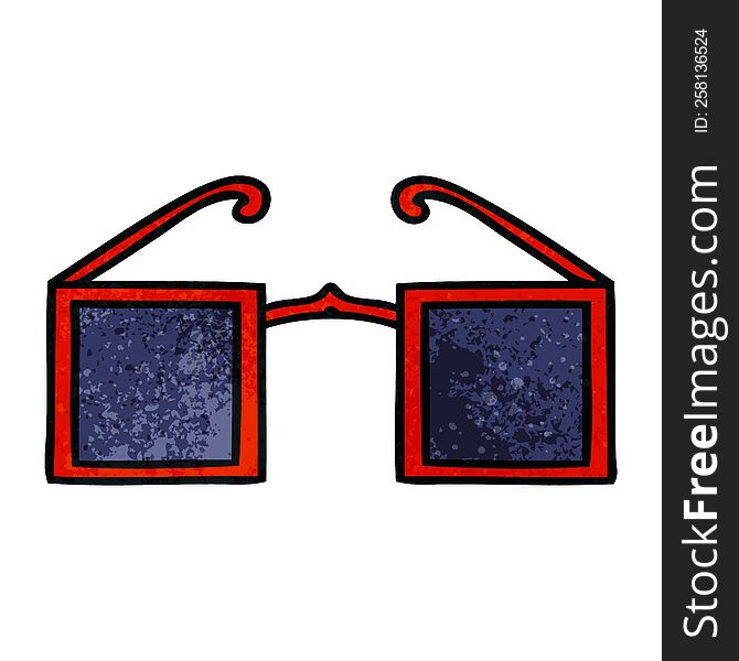 retro grunge texture cartoon of a xray glasses