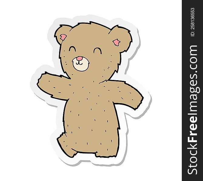 Sticker Of A Cute Cartoon Teddy Bear