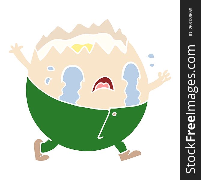 Humpty Dumpty Flat Color Style Cartoon Egg Man Crying