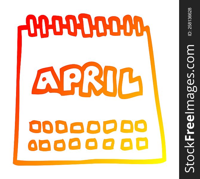 warm gradient line drawing of a cartoon calendar showing month of april