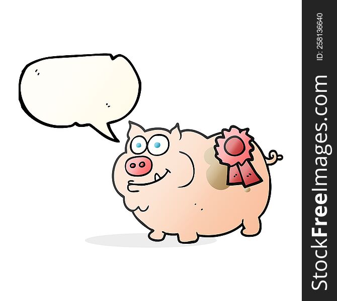 freehand drawn speech bubble cartoon prize winning pig