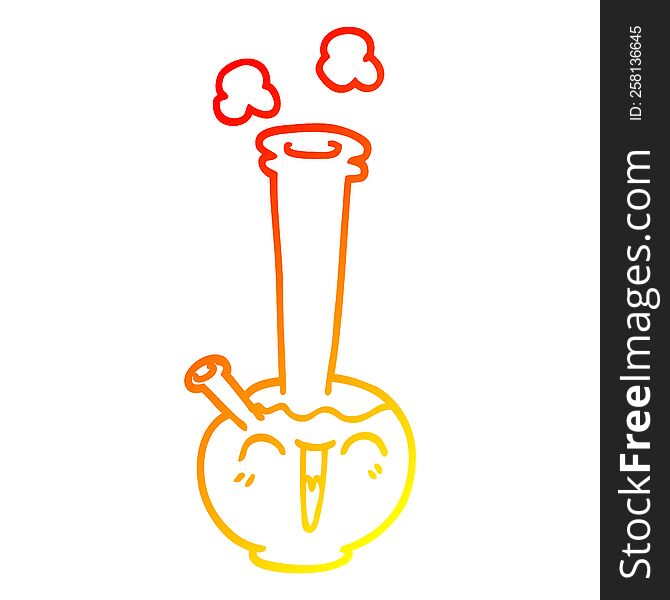 warm gradient line drawing of a cartoon bong