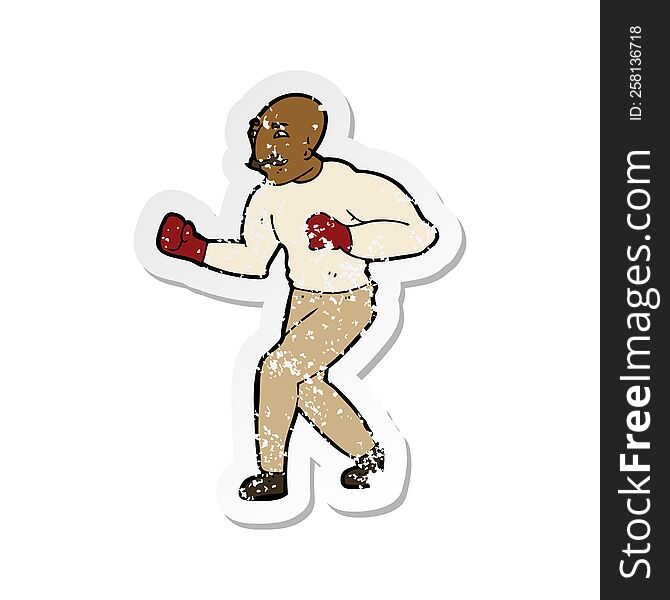 retro distressed sticker of a cartoon boxer