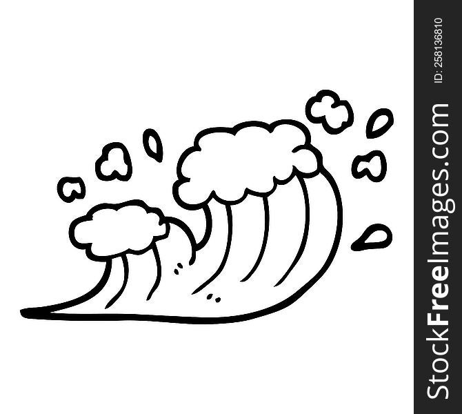 black and white cartoon wave crashing