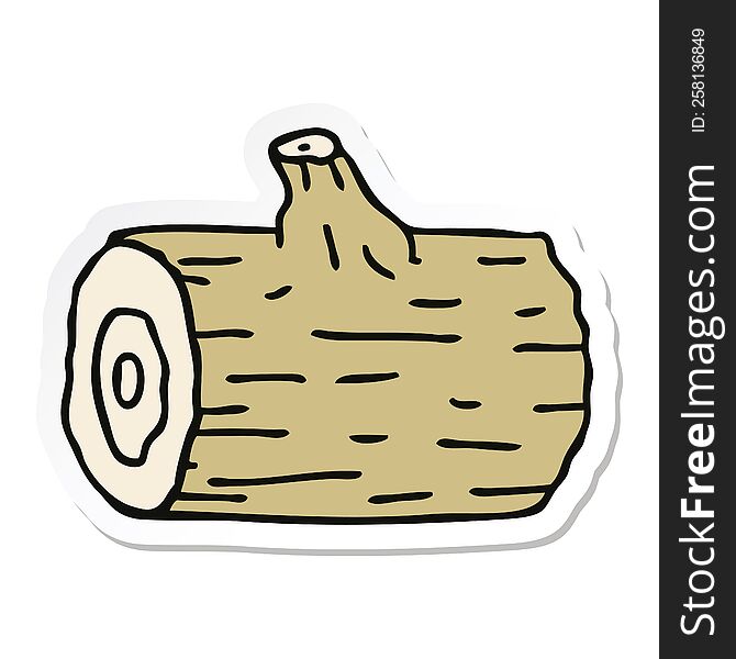 sticker of a quirky hand drawn cartoon wooden log