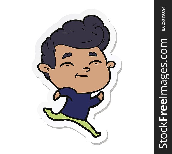 sticker of a running cartoon man