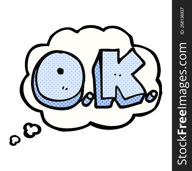 freehand drawn thought bubble cartoon word OK