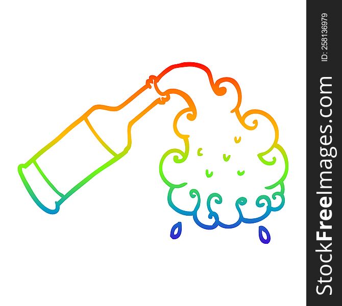 rainbow gradient line drawing of a cartoon beer pouring