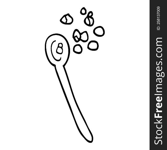 line drawing cartoon cereal on a spoon