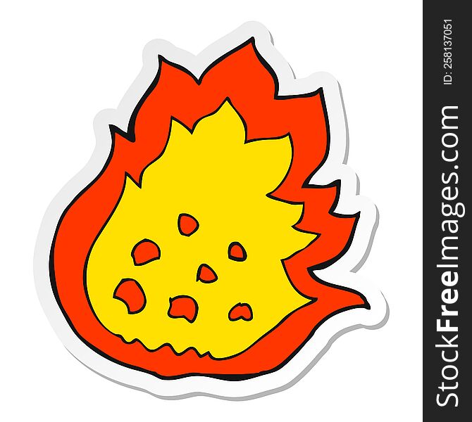 Sticker Of A Cartoon Burning Fire