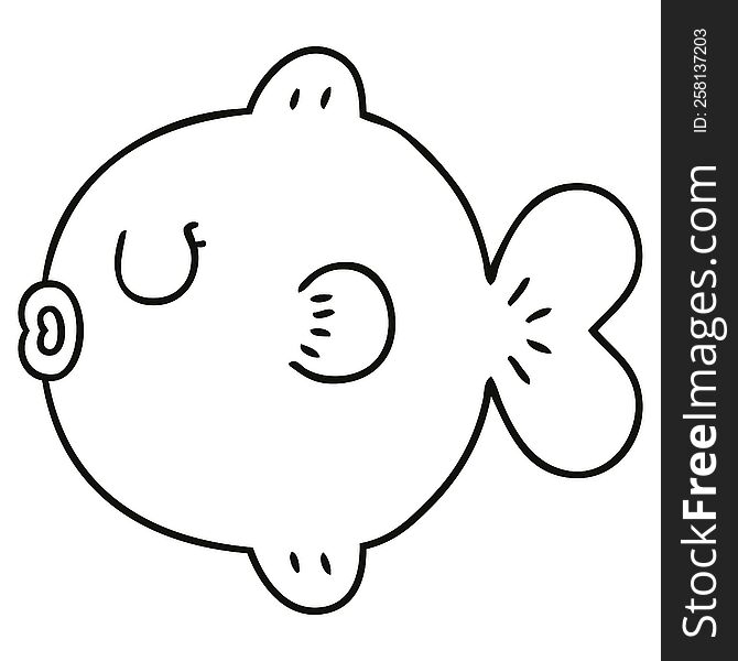 line drawing quirky cartoon fish. line drawing quirky cartoon fish