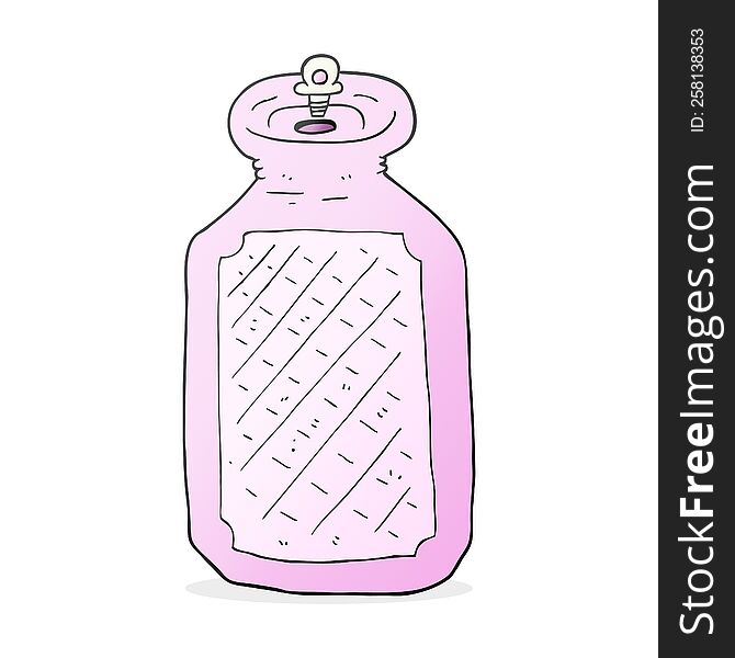 freehand drawn cartoon hot water bottle